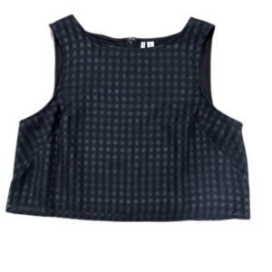 Elle Women's Sleeveless Crop Top Blouse Black size XL Gingham Plaid